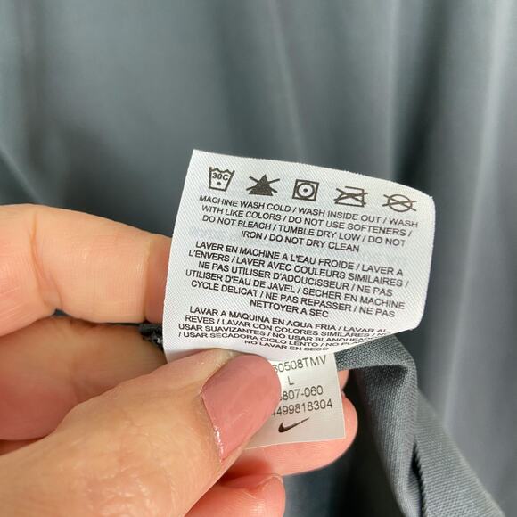 Nike Golf Dri-Fit Polo Size L Dark Gray Short Sleeve Performance Shirt Snow Logo - Picture 6 of 8